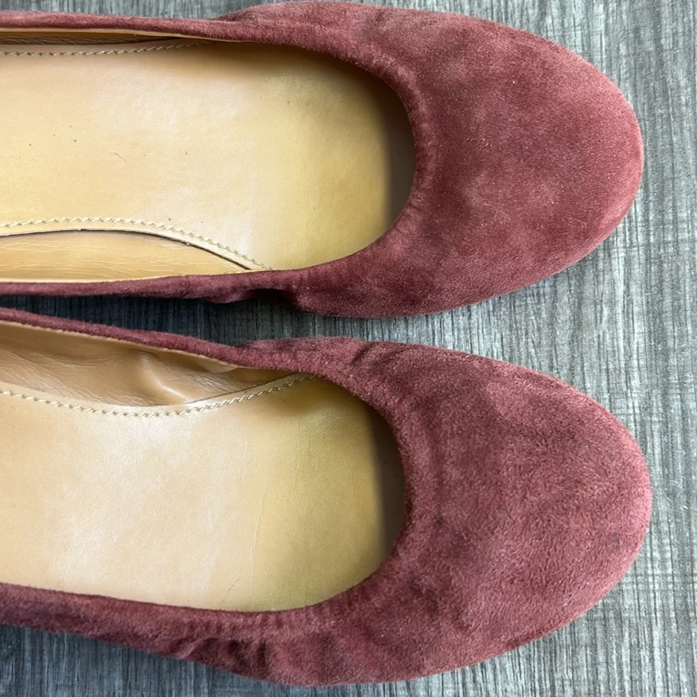 J. Crew Plum Purple Cece Suede Leather Ballet Flats Slip-On Hidden‎ Wedge 6.5